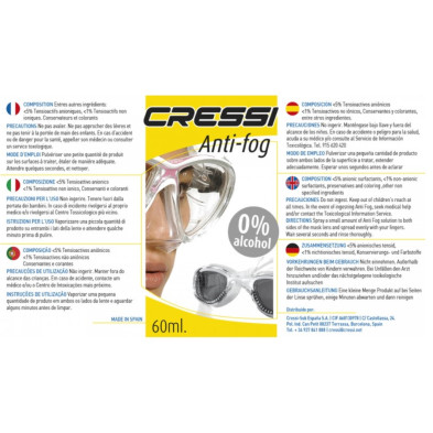 Antifog Cressi Spray 60ml caracteristicas